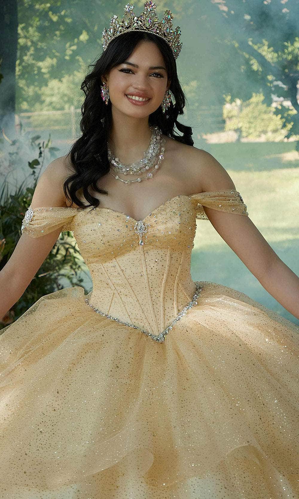 Mori Lee 60193 - Beaded Brooch Accented Sweetheart Neck Ballgown - back view
