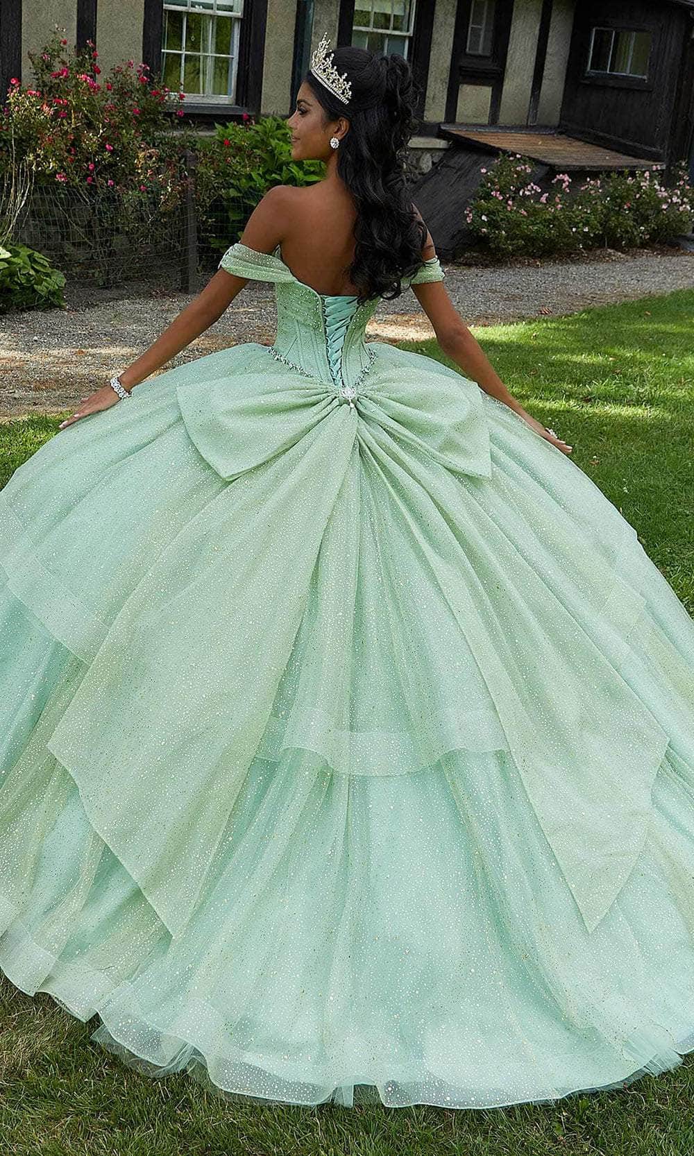 Mori Lee 60193 - Beaded Brooch Accented Sweetheart Neck Ballgown - detail view