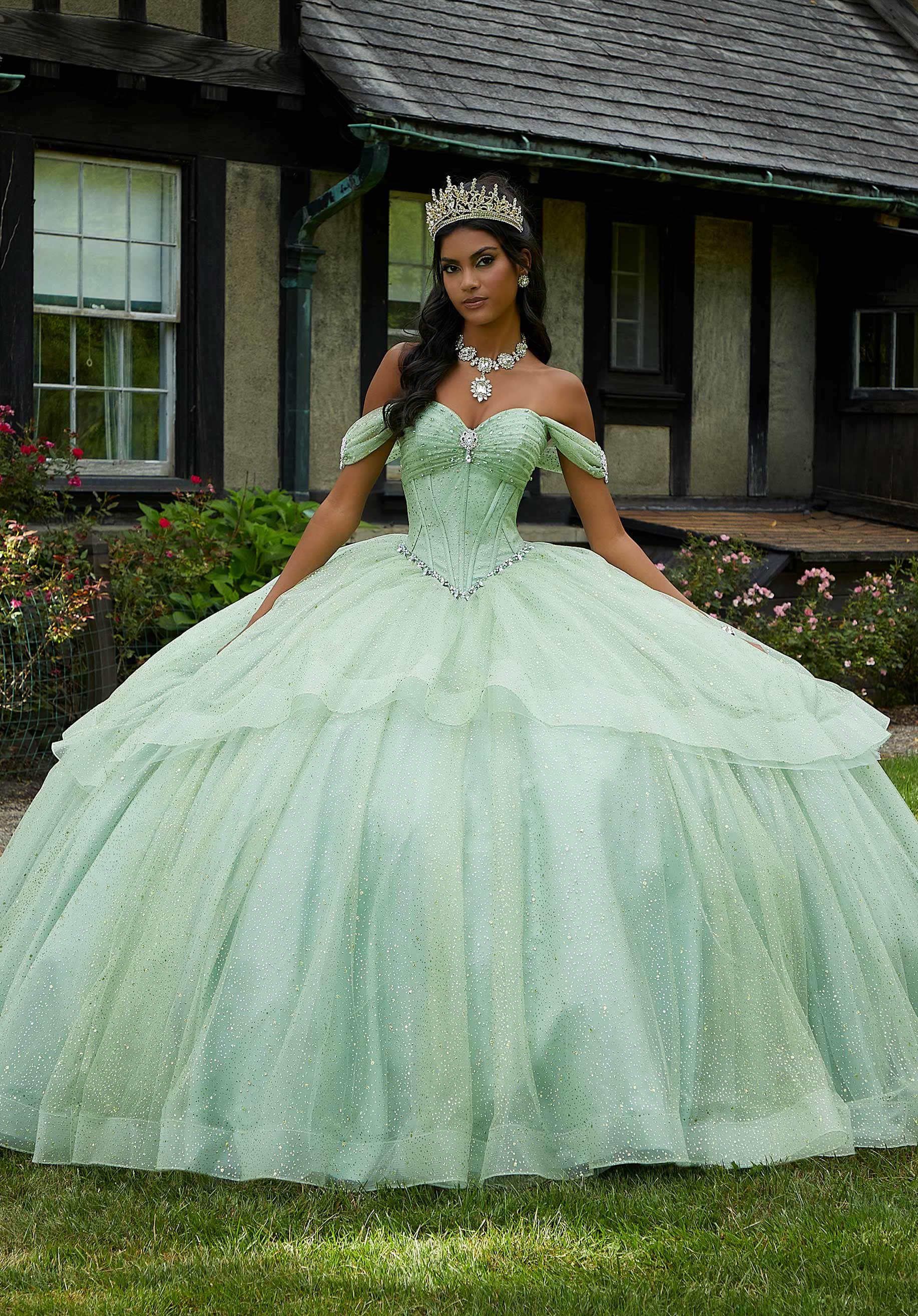 Mori Lee 60193 - Beaded Brooch Accented Sweetheart Neck Ballgown - view 4