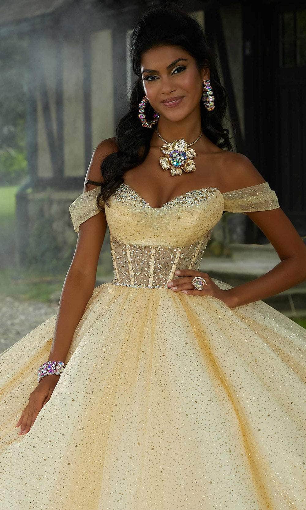 Mori Lee 60194 - Strapless Corset Bodice Ballgown - detail view