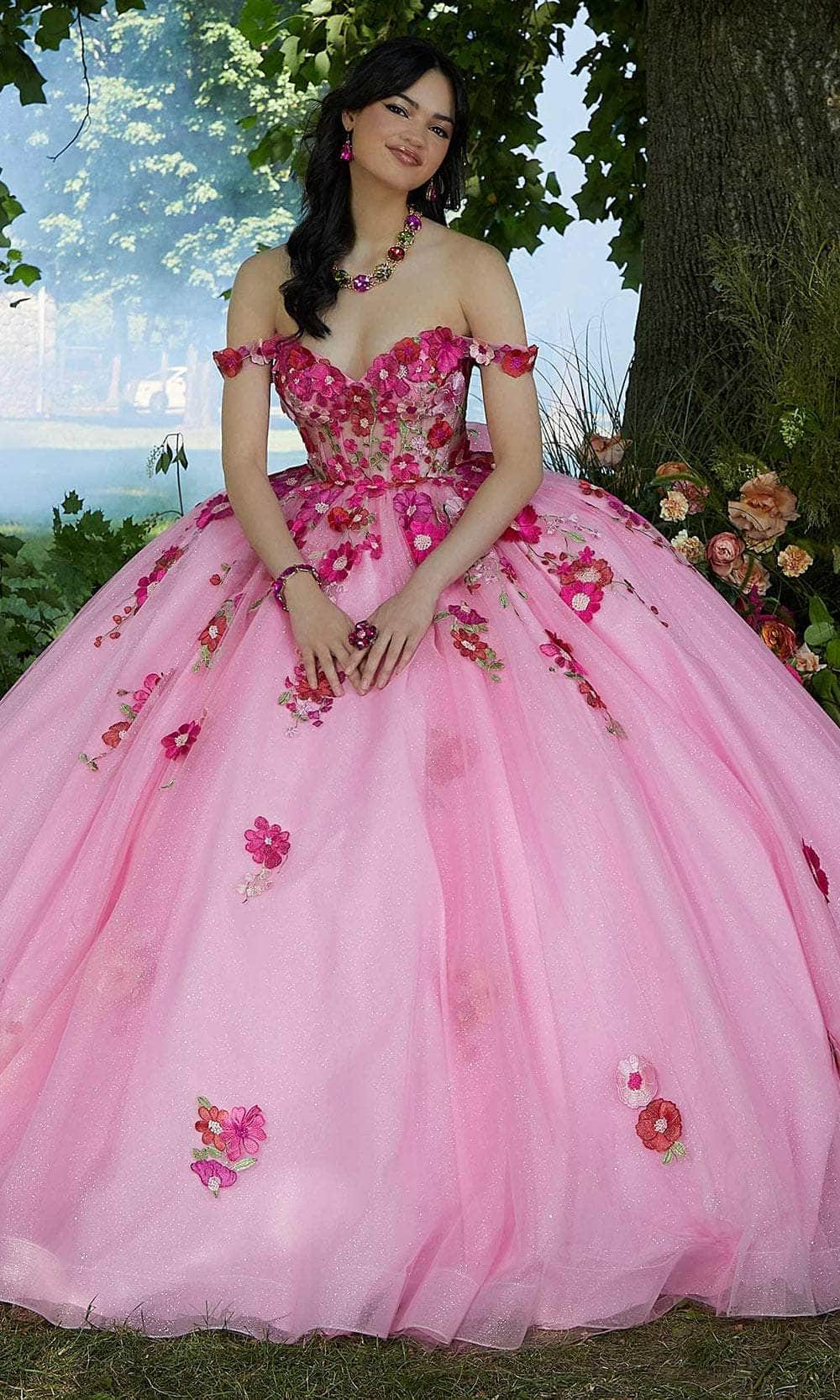 Mori Lee 60197 - 3D Floral Embellished Crystal Beaded Ballgown - view 5
