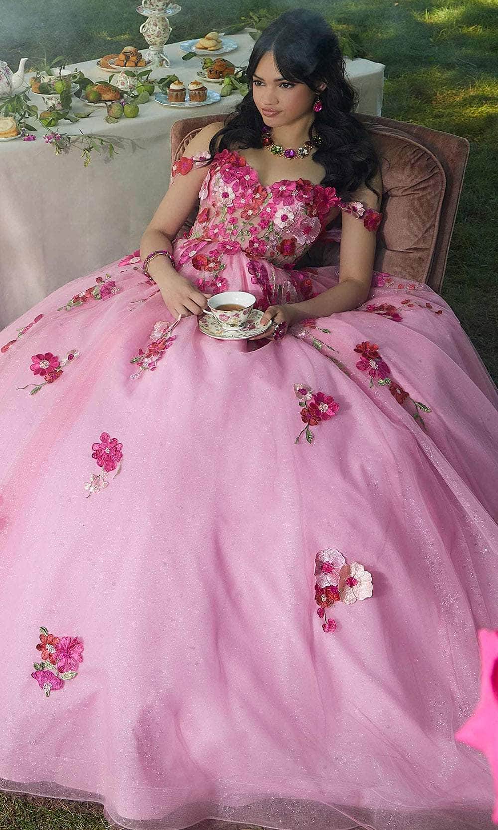 Mori Lee 60197 - 3D Floral Embellished Crystal Beaded Ballgown - view 6