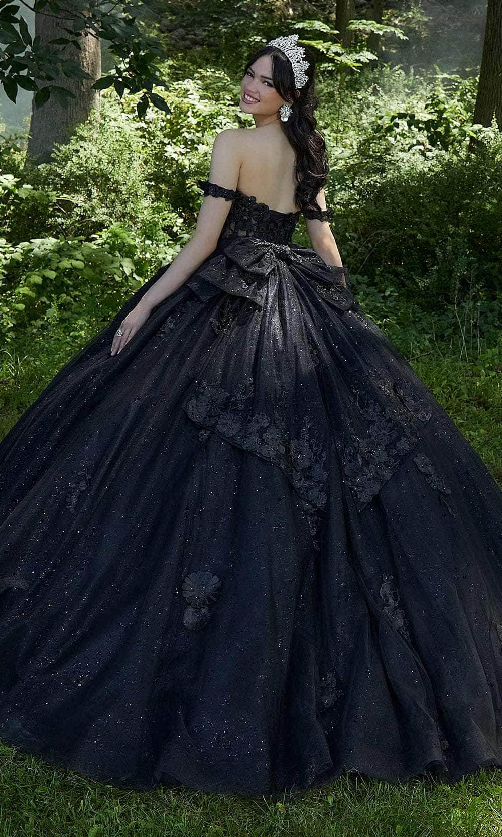Mori Lee 60197 - 3D Floral Embellished Crystal Beaded Ballgown - back view