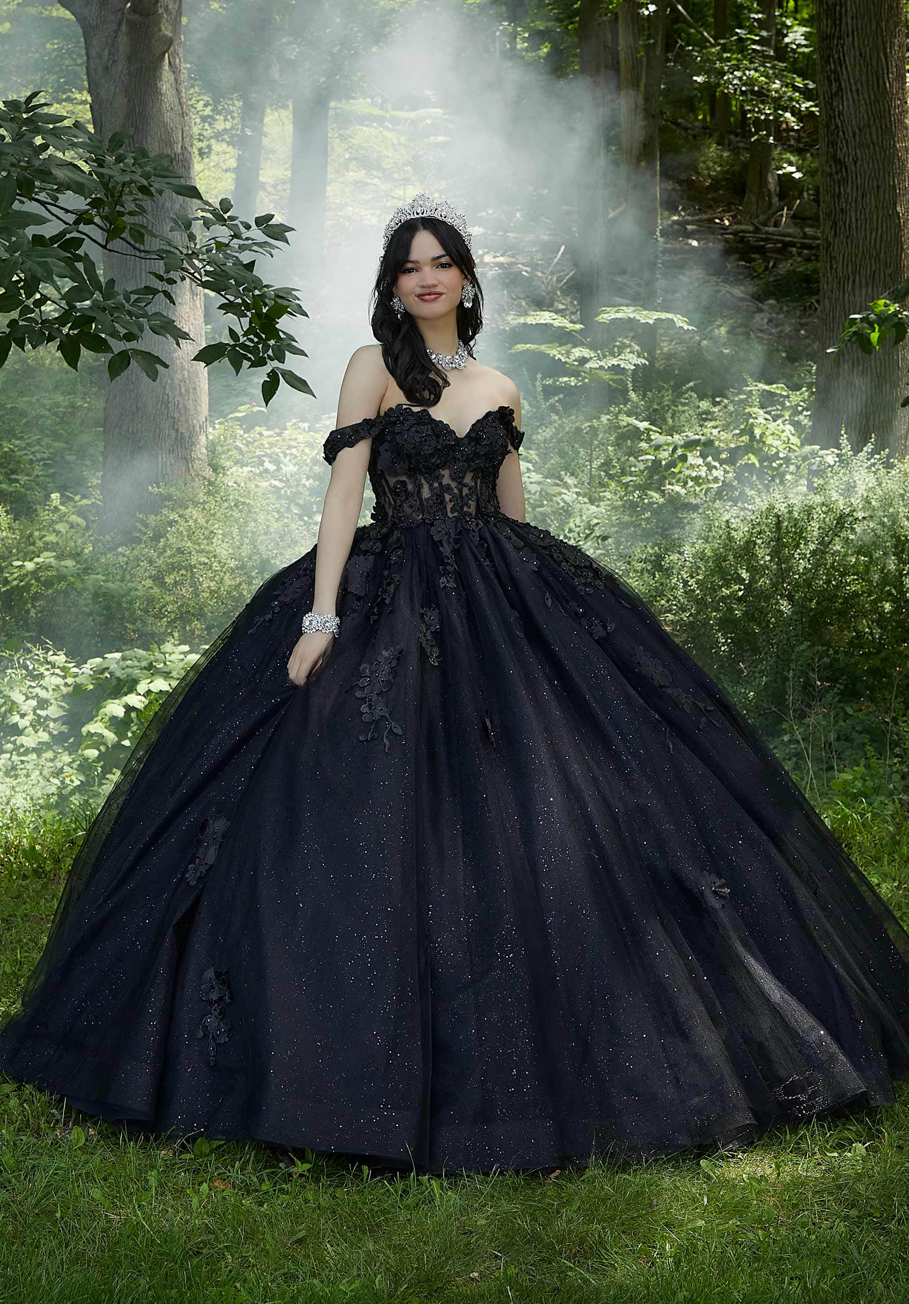 Mori Lee 60197 - 3D Floral Embellished Crystal Beaded Ballgown - view 4