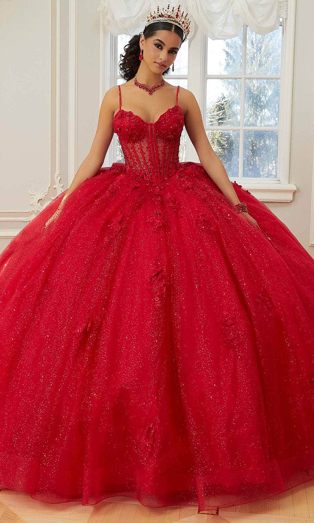 Mori Lee 60206 - Spaghetti Strap Quinceanera Ballgown - designer quinceanera gown at Silhouette Dresses
