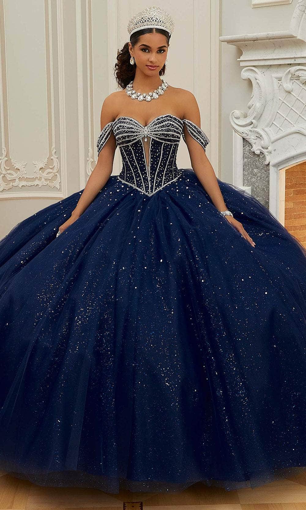 Mori Lee 60208 - Crystal Tulle Quinceanera Ballgown - designer quinceanera gown at Silhouette Dresses