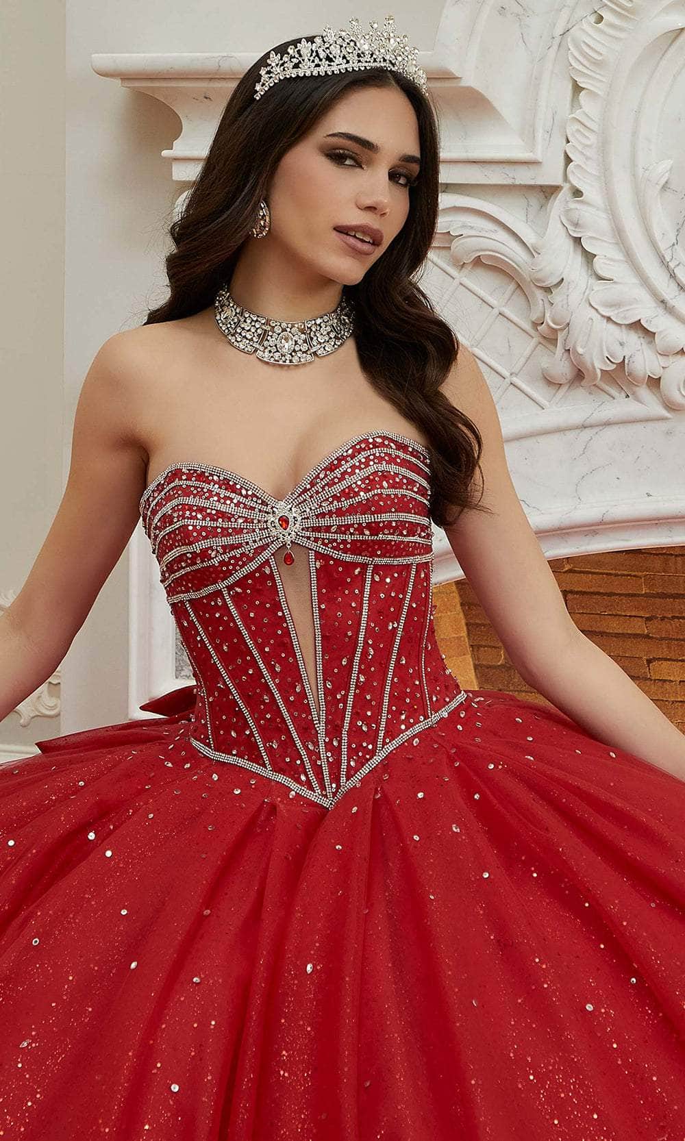 Mori Lee 60208 - Crystal Tulle Quinceanera Ballgown - detail view