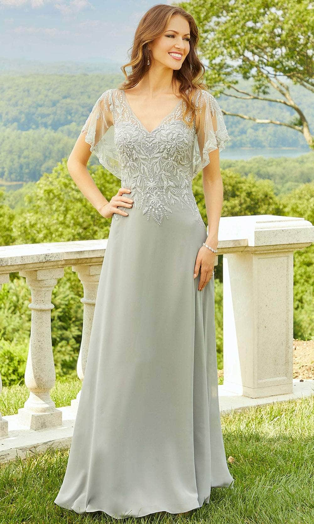Mori Lee 72517 - Flutter Illusion Sleeve A-Line Long Dress - detail view