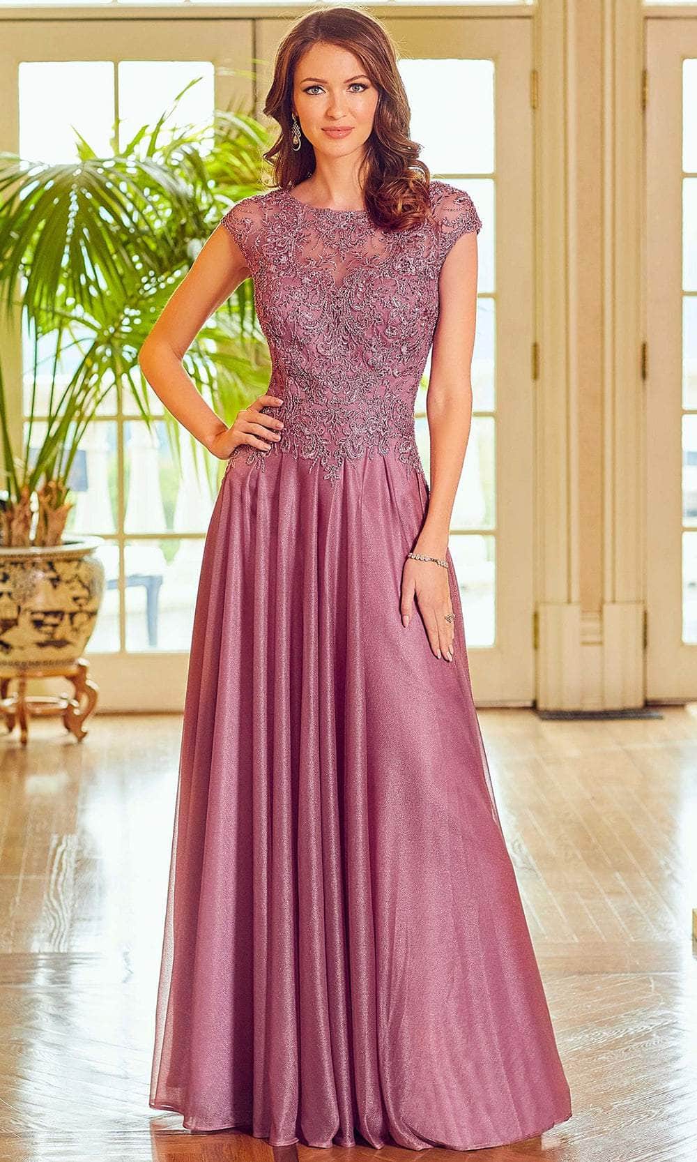 Mori Lee 72520 - Illusion Neckline Embellished Bodice Evening Gown - designer mother of the bride dress at Silhouette Dresses