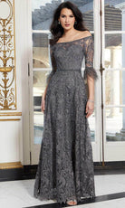 Mori Lee 72602 - Lace Feathered Evening Dress - designer evening gown at Silhouette Dresses