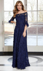 Mori Lee 72602 - Lace Feathered Evening Dress - back view