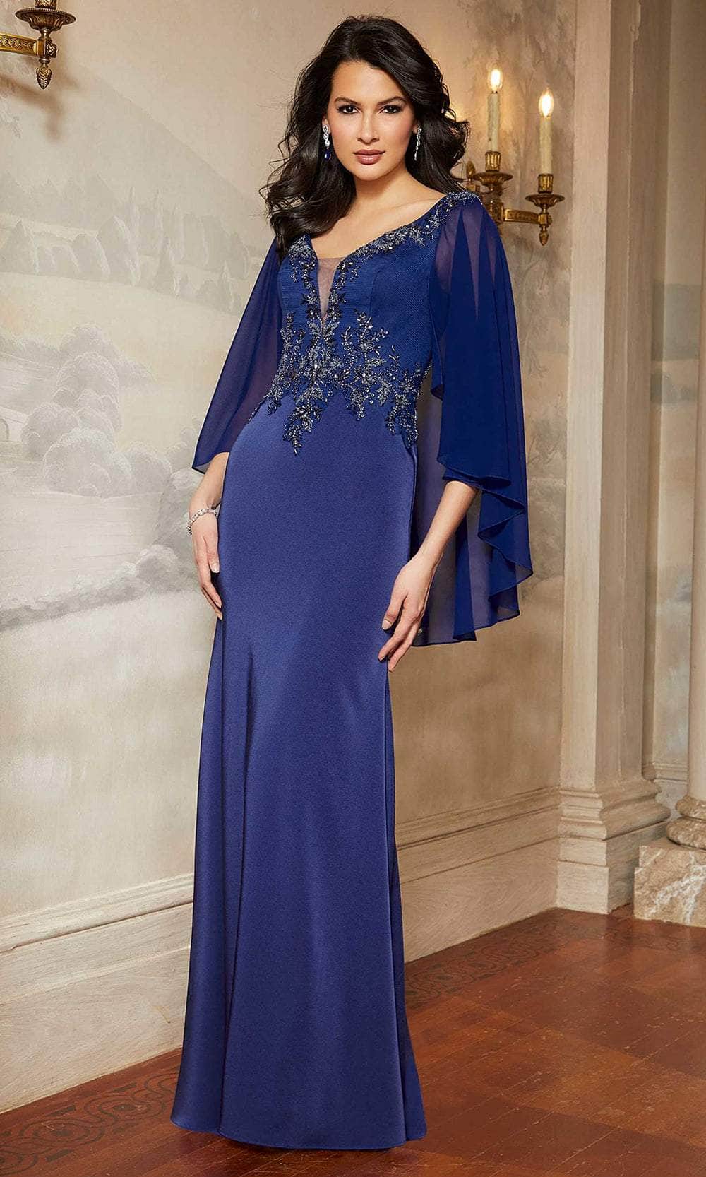 Mori Lee 72603 - Beaded V-Neck Evening Dress - detail view