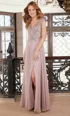 Mori Lee 72605 - V-Neck Embellished Bodice Evening Gown - designer evening gown at Silhouette Dresses