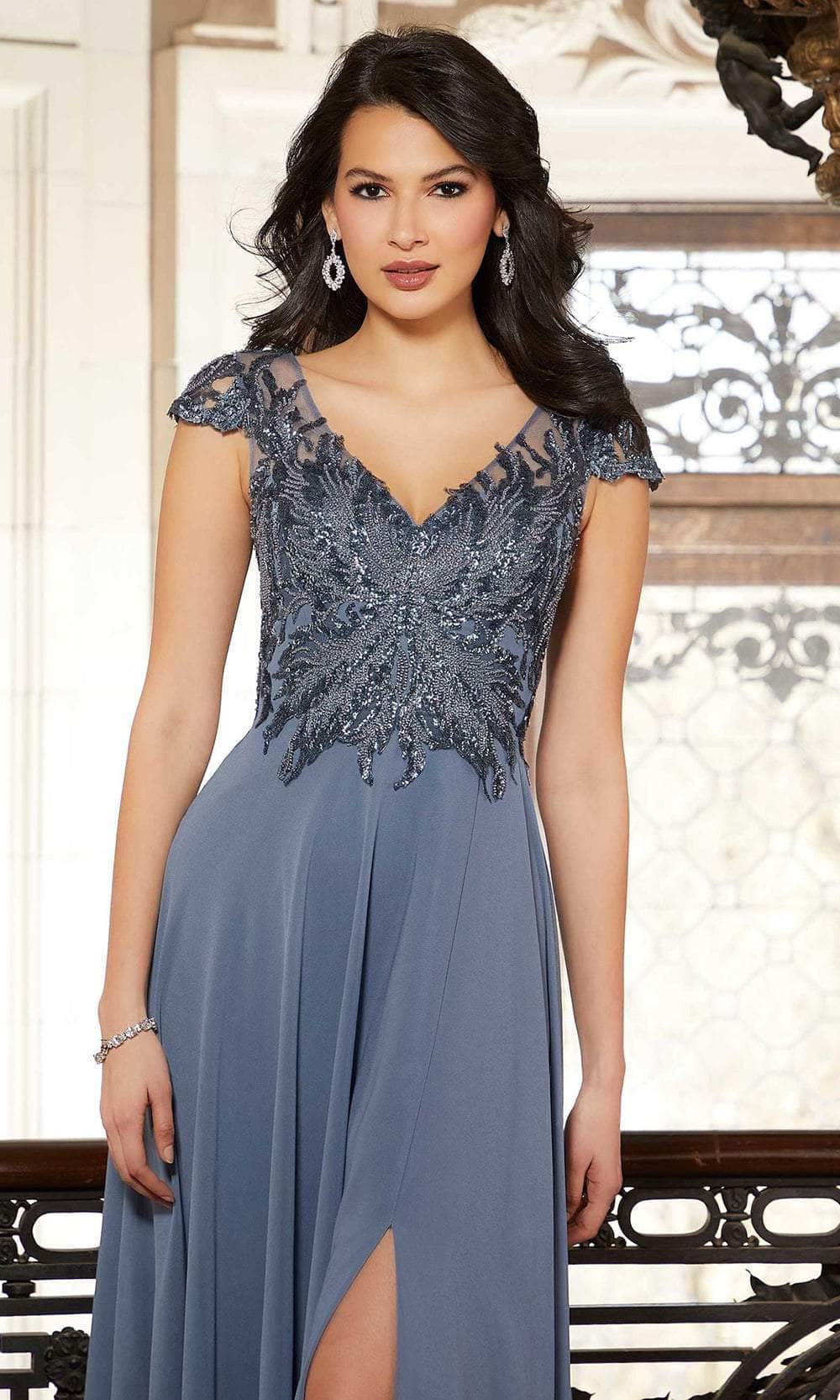 Mori Lee 72605 - V-Neck Embellished Bodice Evening Gown - view 4
