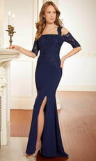 Mori Lee 72628 - Laced Crepe Evening Gown - designer evening gown at Silhouette Dresses