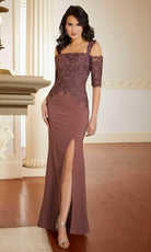 Mori Lee 72628 - Laced Crepe Evening Gown - view 4