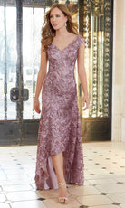 Mori Lee 72631 - Floral Embroidered Sheath Cap Gown - designer evening gown at Silhouette Dresses