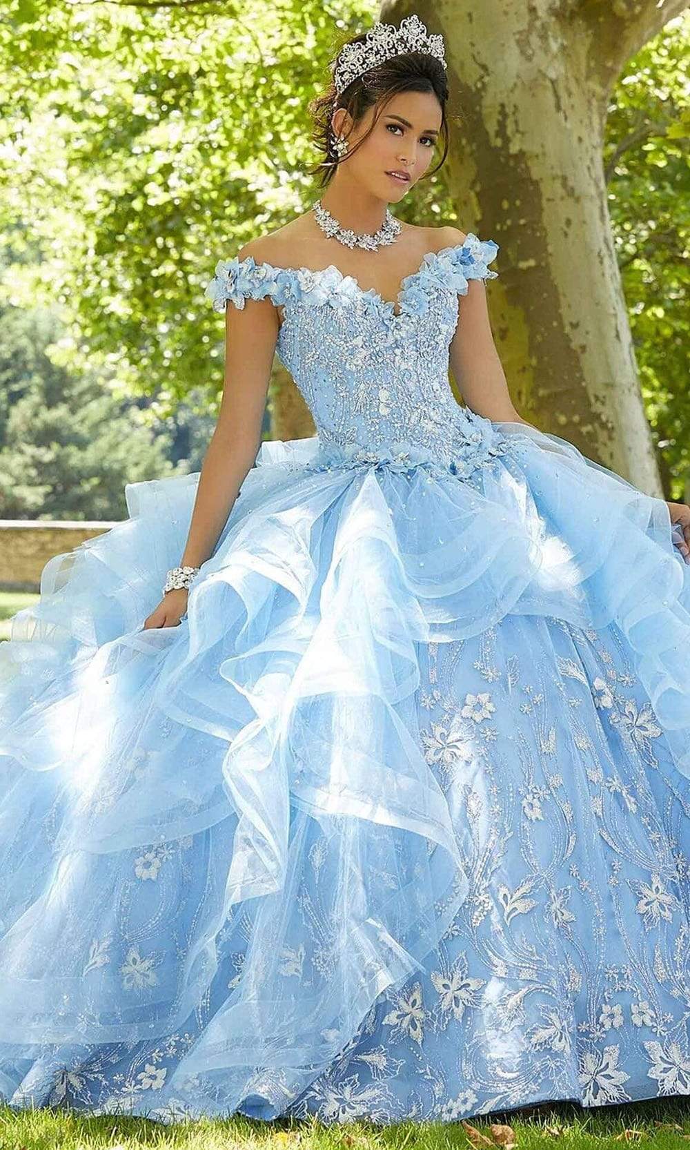 Mori Lee - 89303 Floral Applique Glitter Tulle Ballgown - designer quinceanera gown at Silhouette Dresses
