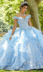 Mori Lee - 89303 Floral Applique Glitter Tulle Ballgown - designer quinceanera gown at Silhouette Dresses
