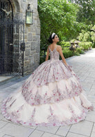 Mori Lee 89338 - Thin Strap Bedazzled Layered Gown - view 4