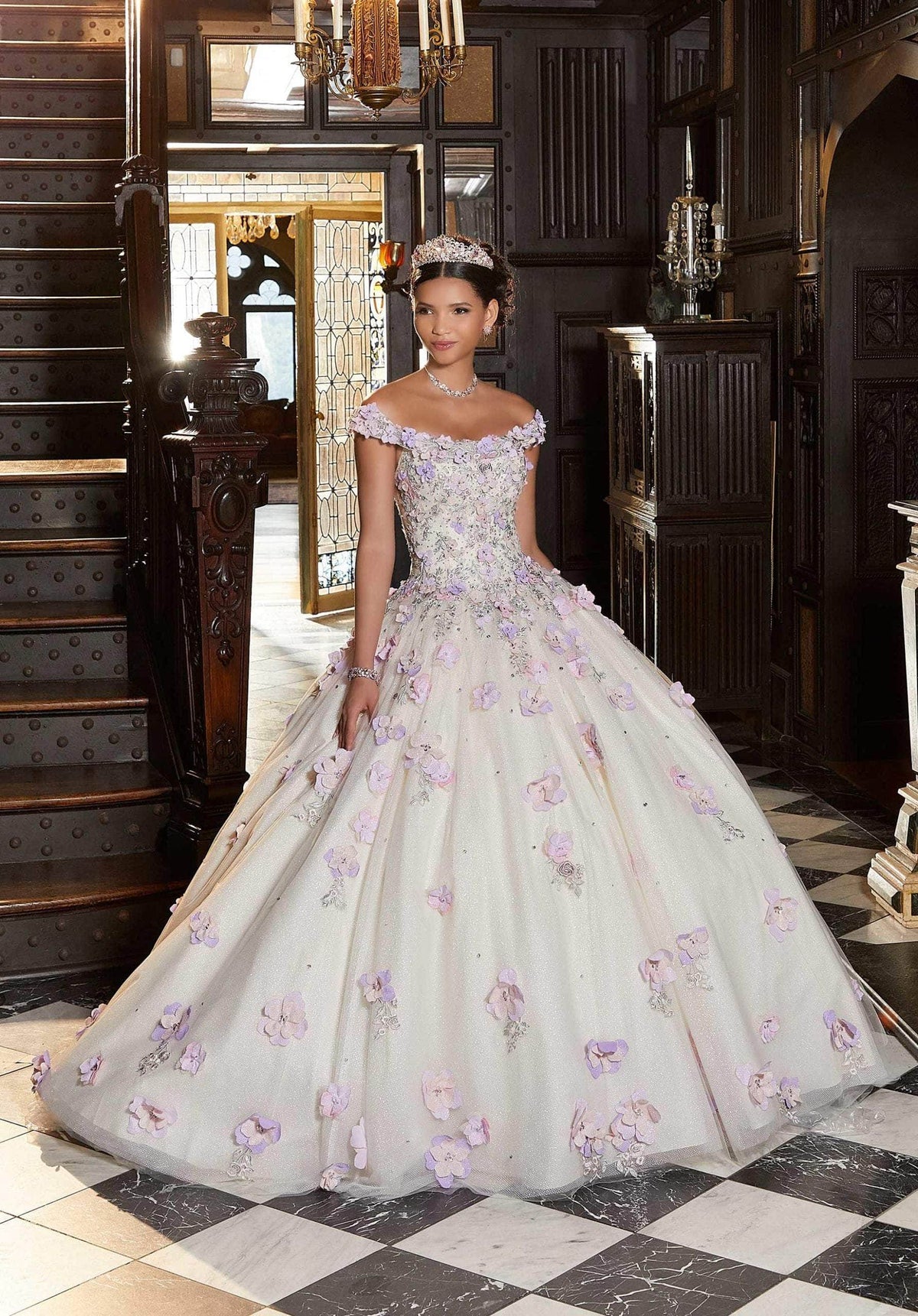 Mori Lee 89341 - Floral Appliqued Quinceañera Dress - view 4