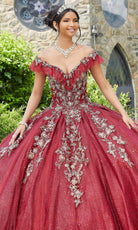Mori Lee 89342 - Appliqued V-Neck Quinceañera Dress - detail view