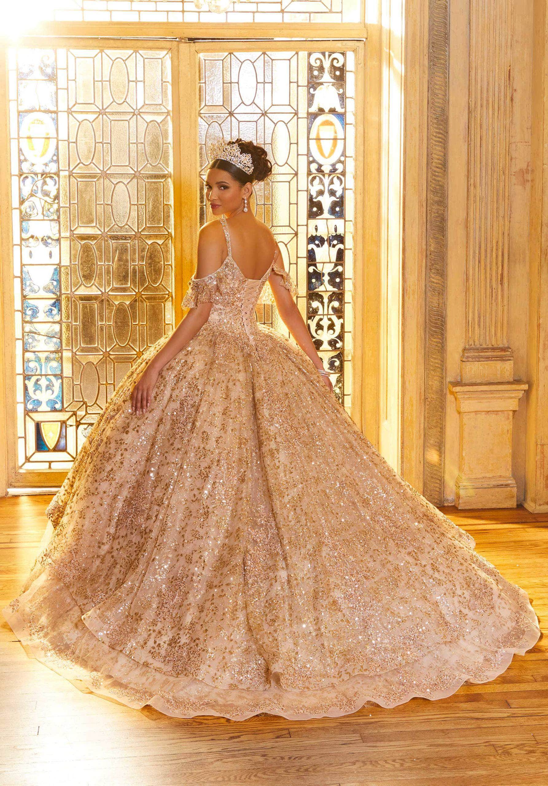 Mori Lee 89346 - Sequined Off-Shoulder Quinceañera Dress - view 4