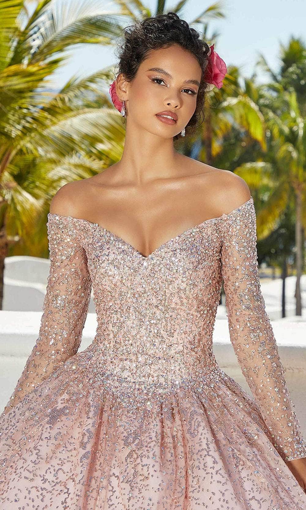 Mori Lee 89355 - Beaded Long Sleeves Quinceñera Dress - view 4