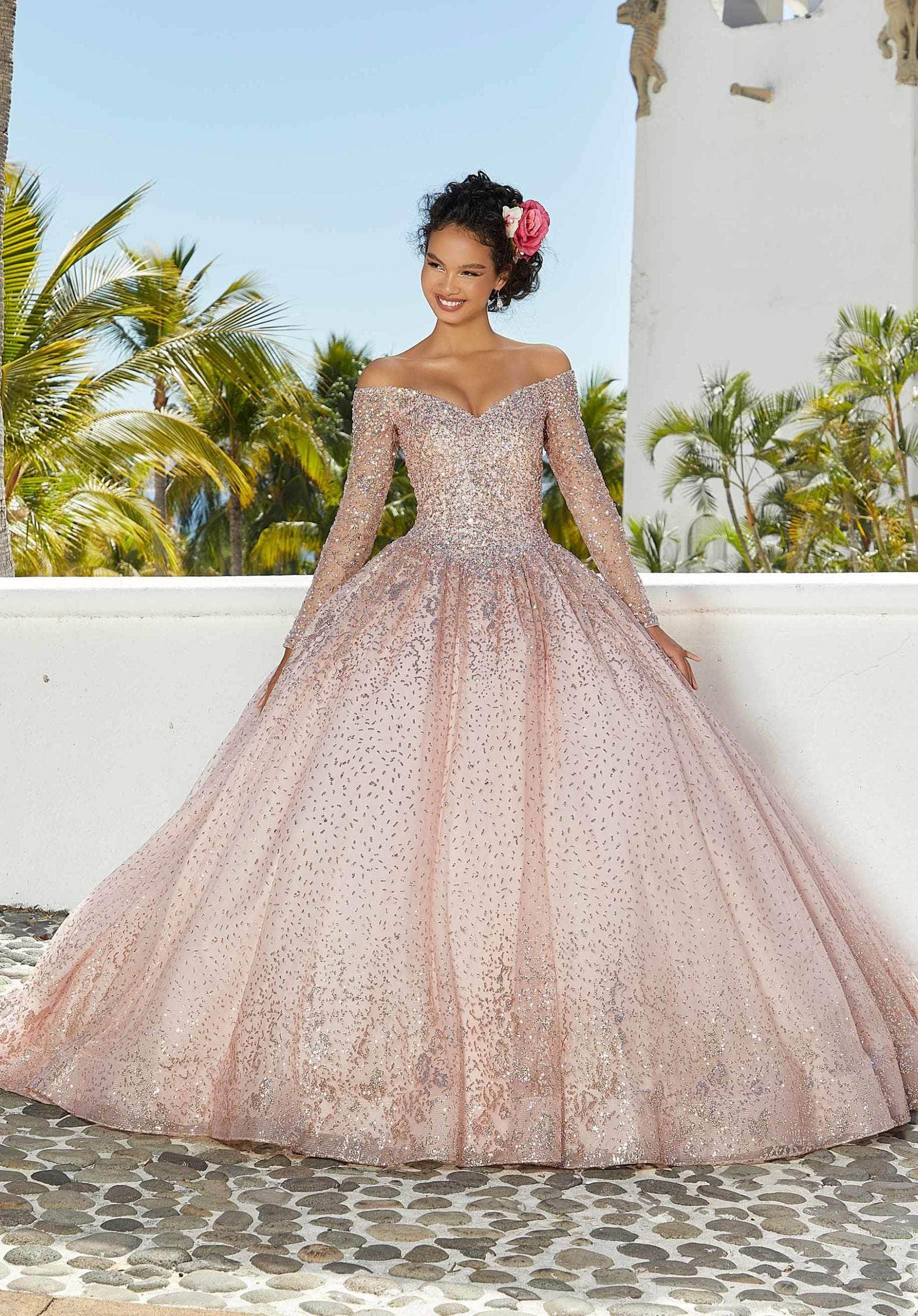 Mori Lee 89355 - Beaded Long Sleeves Quinceñera Dress - view 5