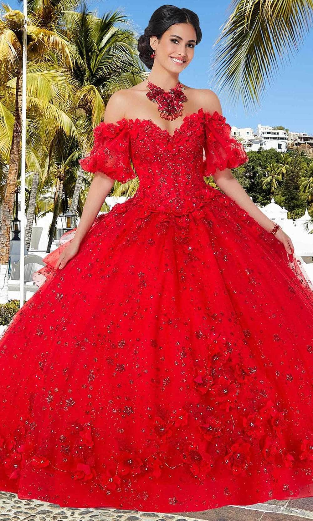 Mori Lee 89358 - Floral Appliqued Sweetheart Ballgown - designer quinceanera gown at Silhouette Dresses