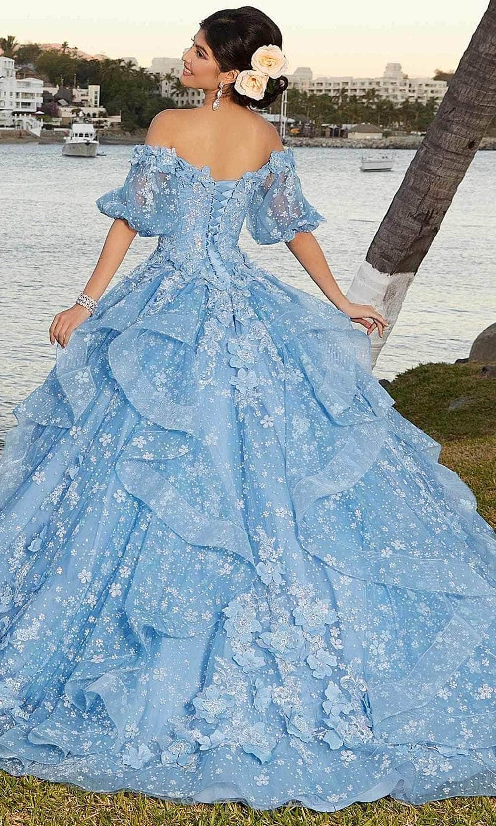 Mori Lee 89358 - Floral Appliqued Sweetheart Ballgown - back view