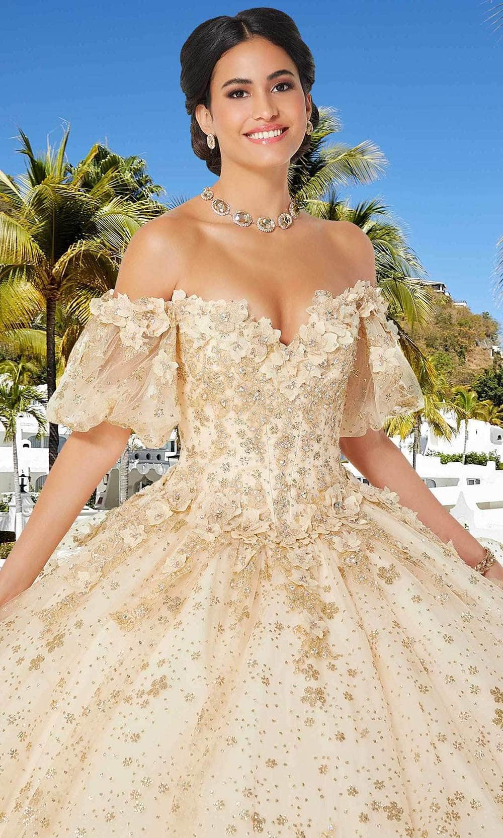 Mori Lee 89358 - Floral Appliqued Sweetheart Ballgown - view 7