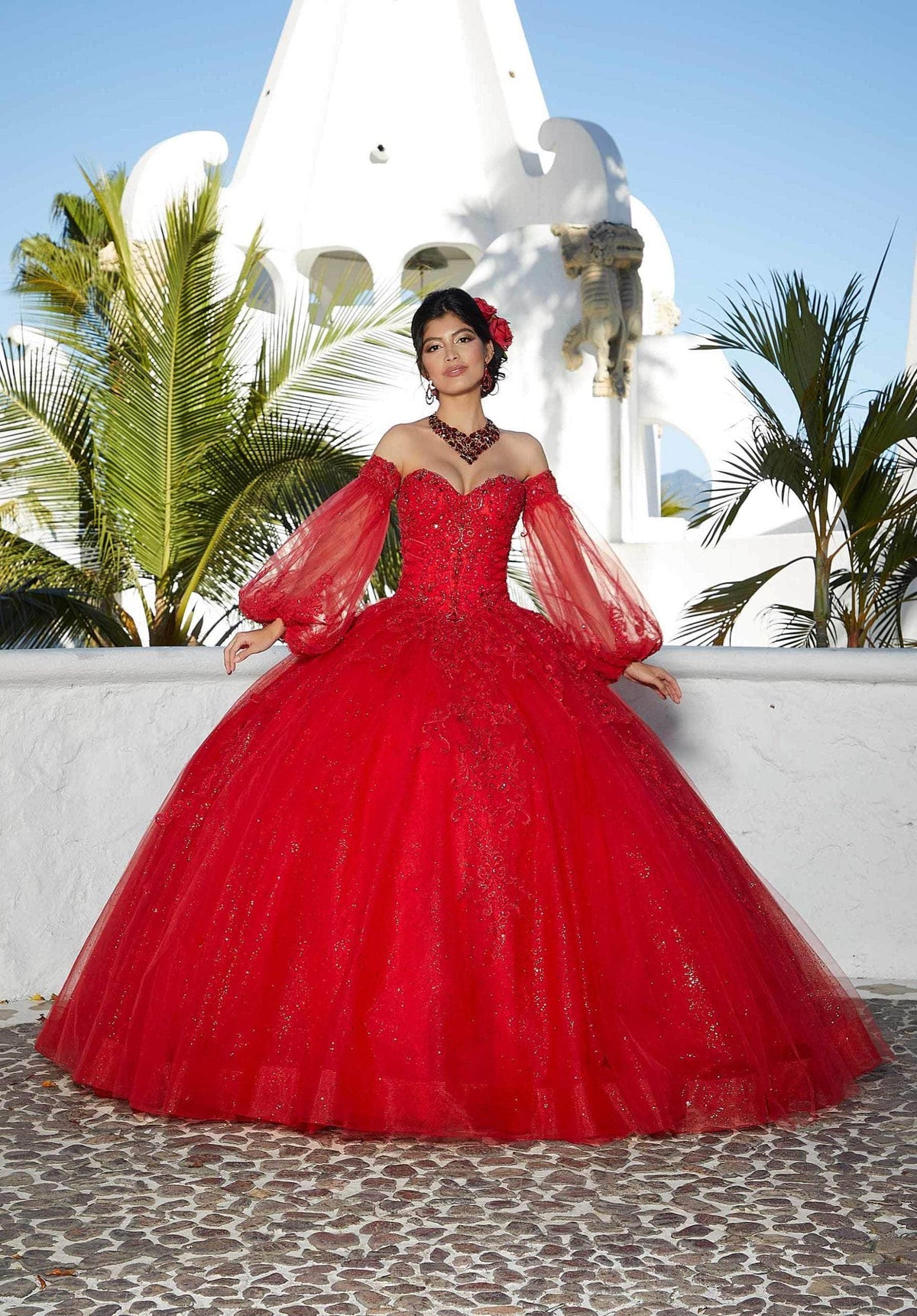 Mori Lee 89359 - Puffy Sleeve Sweetheart Ballgown - view 4