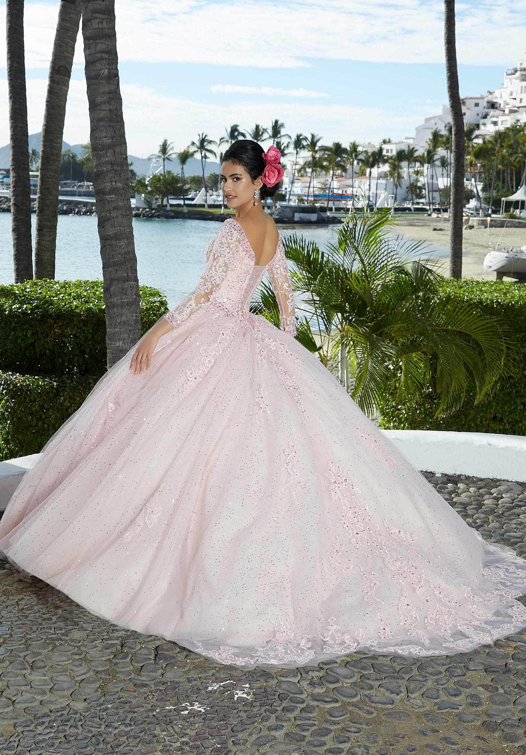 Mori Lee 89360 - Shimmered Tulle Quinceañera Dress - detail view