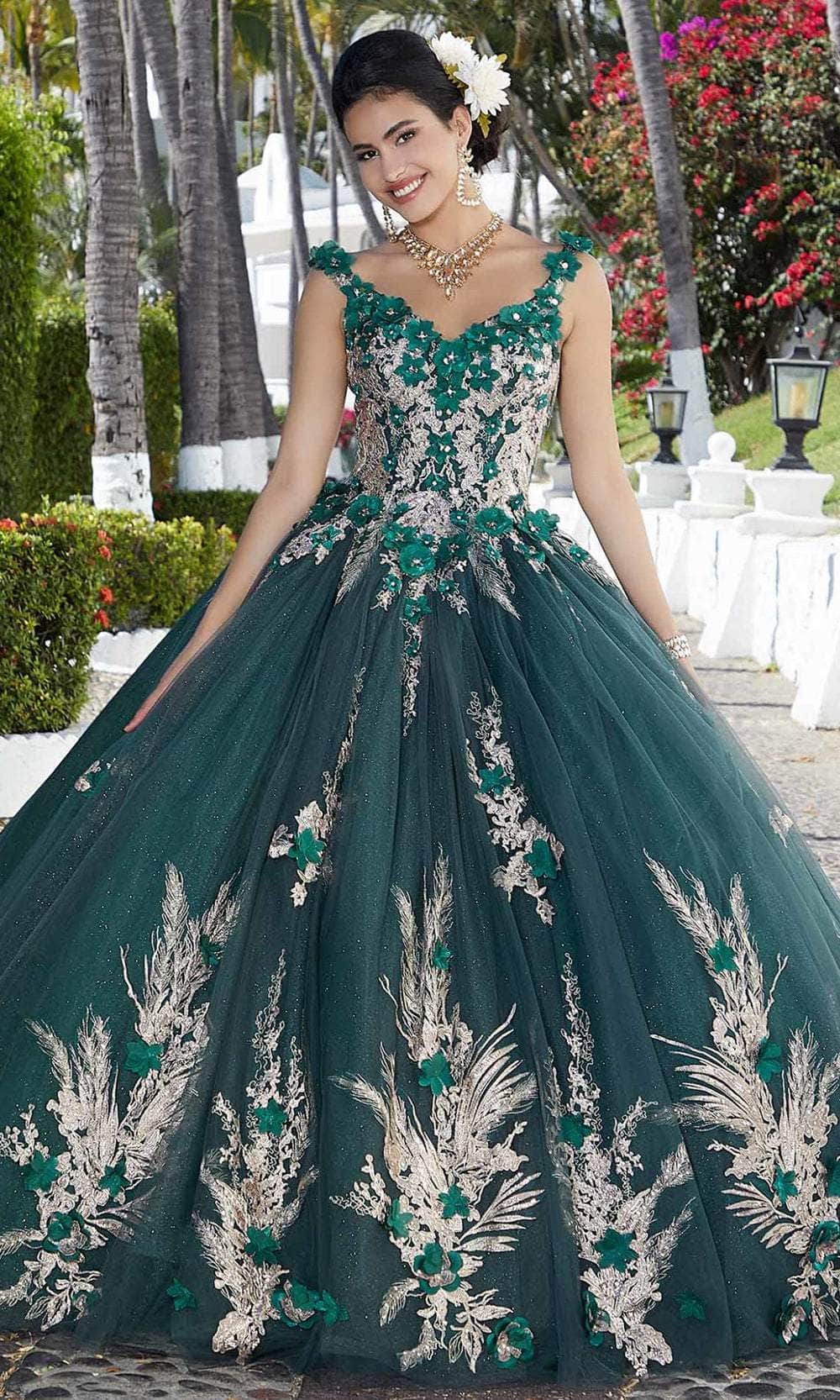 Mori Lee 89362 - Floral Appliqued Quinceañera Dress - designer quinceanera gown at Silhouette Dresses
