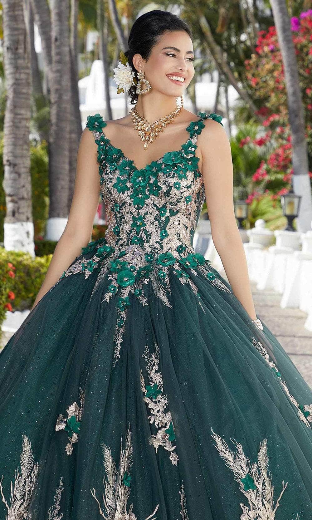 Mori Lee 89362 - Floral Appliqued Quinceañera Dress - view 4