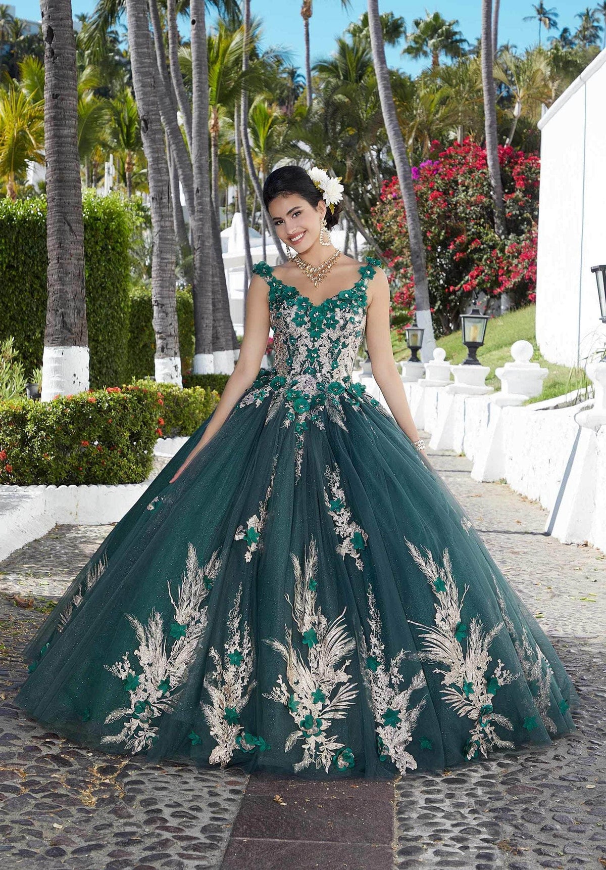 Mori Lee 89362 - Floral Appliqued Quinceañera Dress - view 7