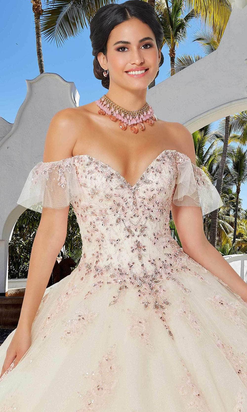 Mori Lee 89365 - Beaded Off-shoulder Ballgown - view 6