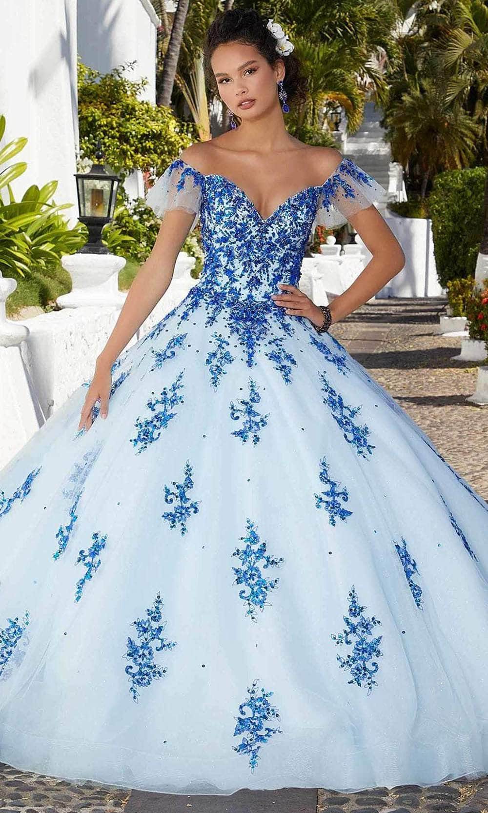 Mori Lee 89365 - Beaded Off-shoulder Ballgown - back view