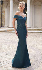 Marsoni by Colors MV1003-1 - Off Shoulder Beaded Waist Gown - view 7