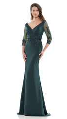 Marsoni by Colors - MV1145 Embroidery Detailed Polished Gown - view 4