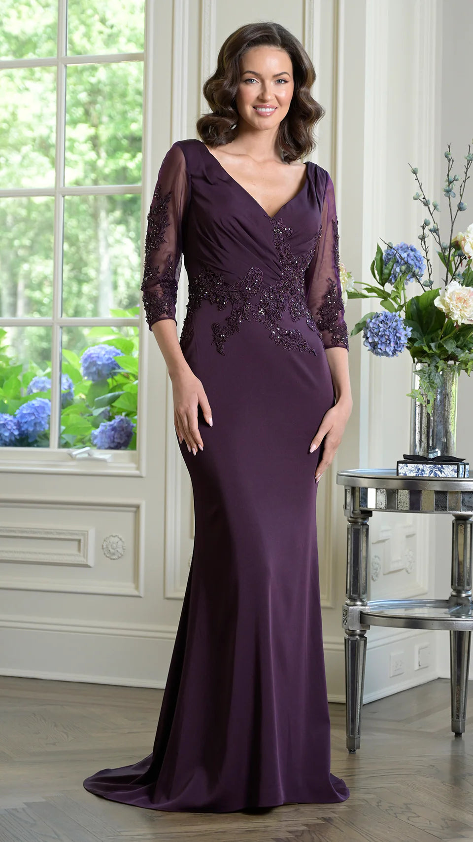 Marsoni by Colors - MV1145 Embroidery Detailed Polished Gown - view 6