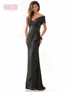 Marsoni by Colors MV1180 - Off Shoulder High Slit Evening Dress