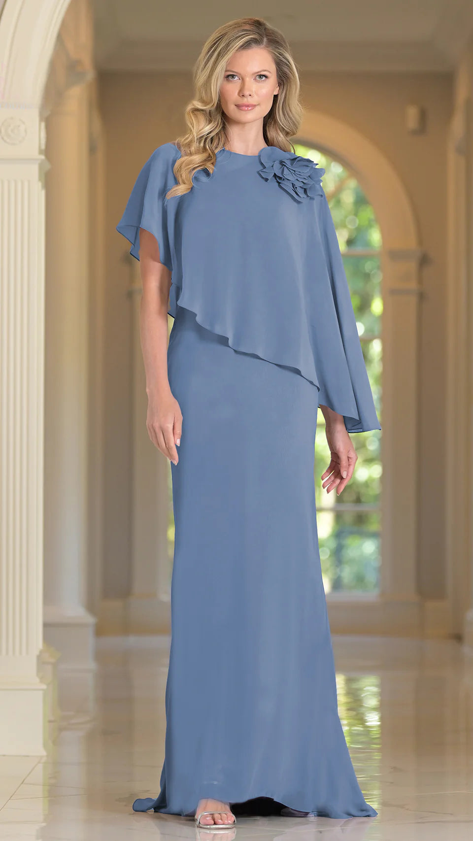 Marsoni by Colors MV1347 - Applique Cape Evening Gown - view 6