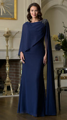 Marsoni by Colors MV1362 - Draped Long Cape Sleeve Gown - view 4