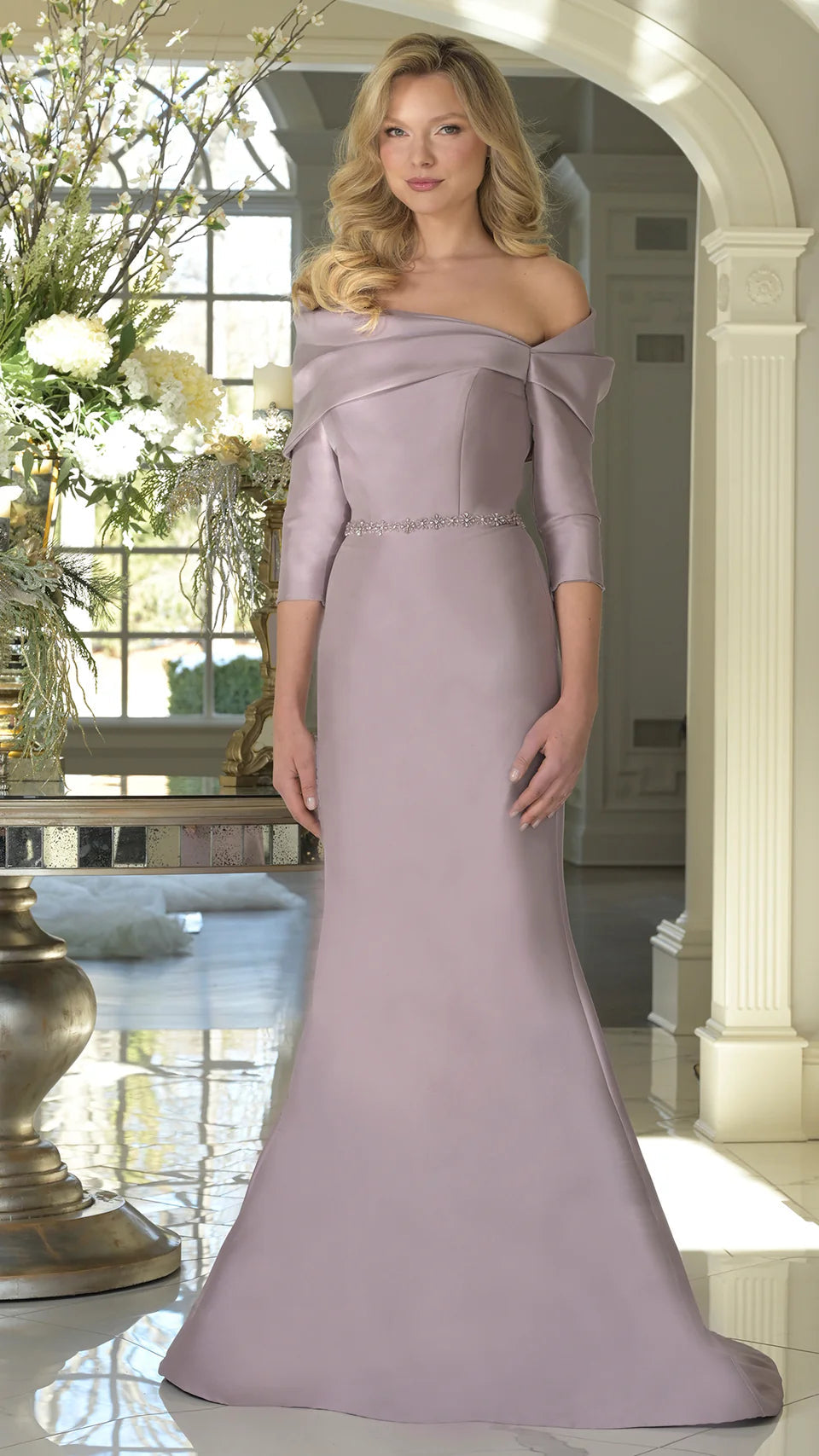 Marsoni by Colors MV1375 - Off Shoulder Asymmetric Formal Gown - designer formal gown at Silhouette Dresses