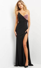 Jovani One Shoulder Two Tone Prom Gown 09021SC - designer prom dress at Silhouette Dresses