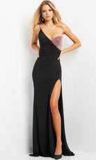 Jovani One Shoulder Two Tone Prom Gown 09021SC - back view