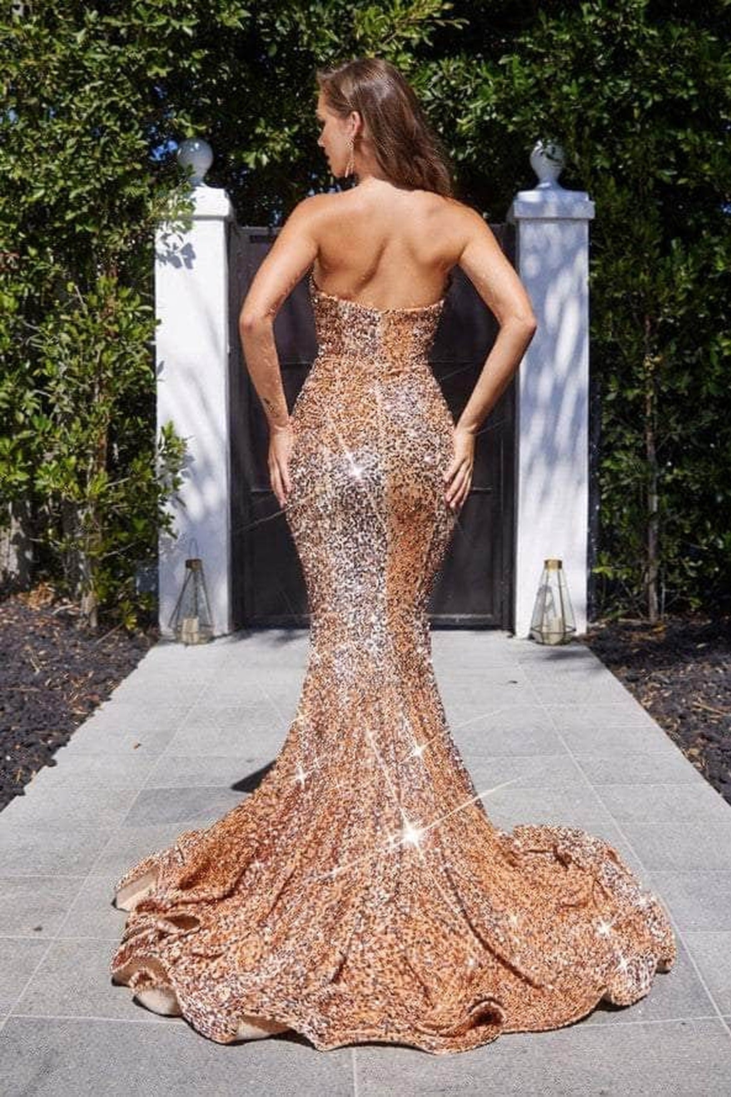 Portia and Scarlett - PS21208 Strapless V-Neck Sequin Gown