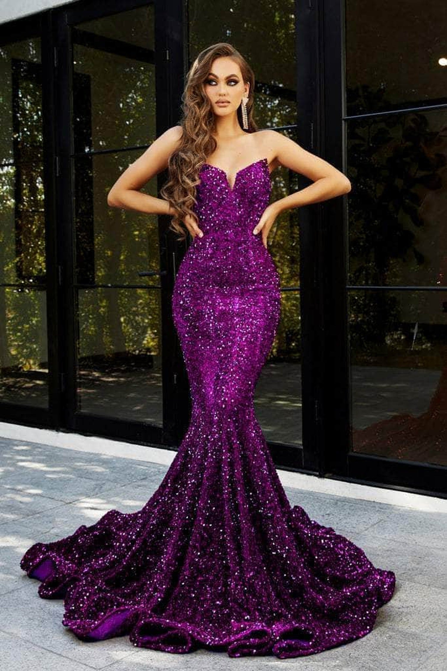 Portia and Scarlett - PS21208 Strapless V-Neck Sequin Gown